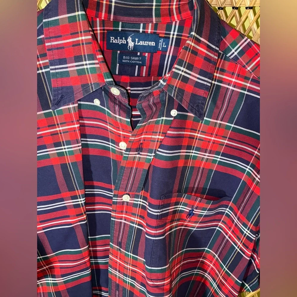 Ralph Lauren Men’s Big Shirt Plaid Size L - Picture 6 of 6